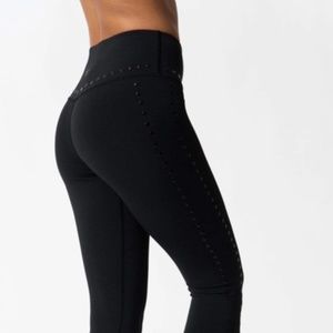 Topissima, Black Designer Quality Leggings with Glossy Dot Detail, Size M